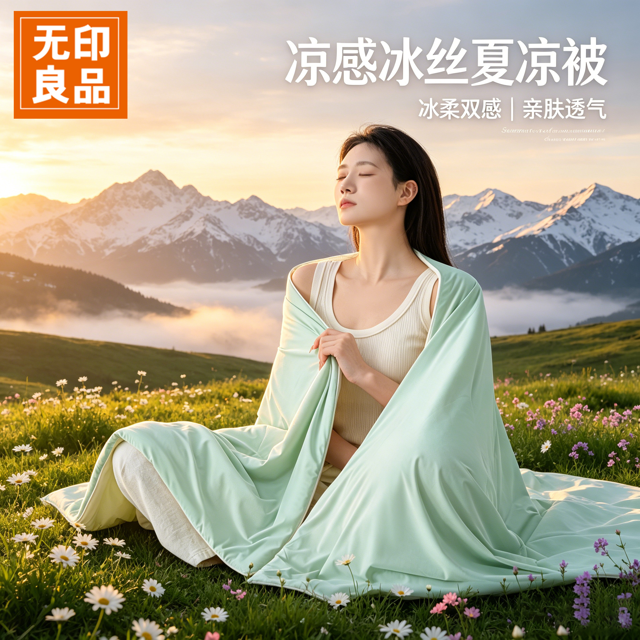 无印良品凉感冰丝夏凉被单人可机洗空调被夏季薄被夏被空调被被子