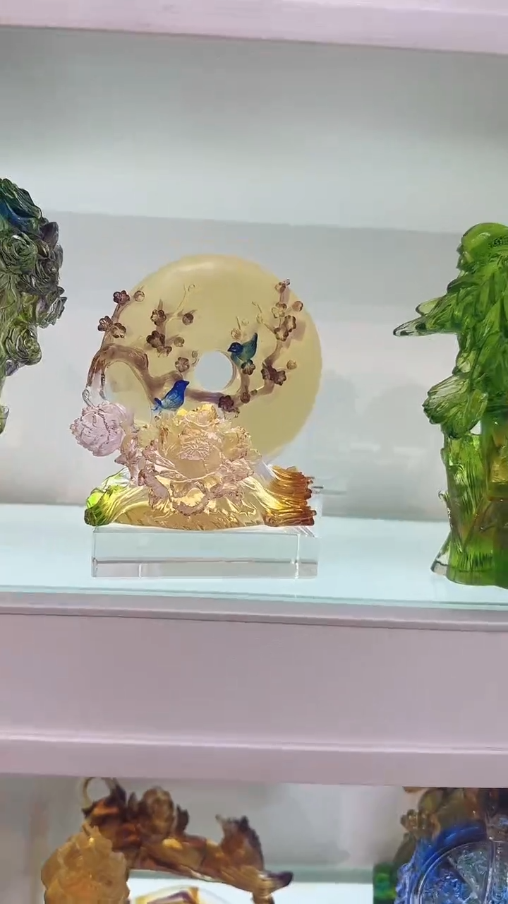 手工艺品琉璃花好月圆