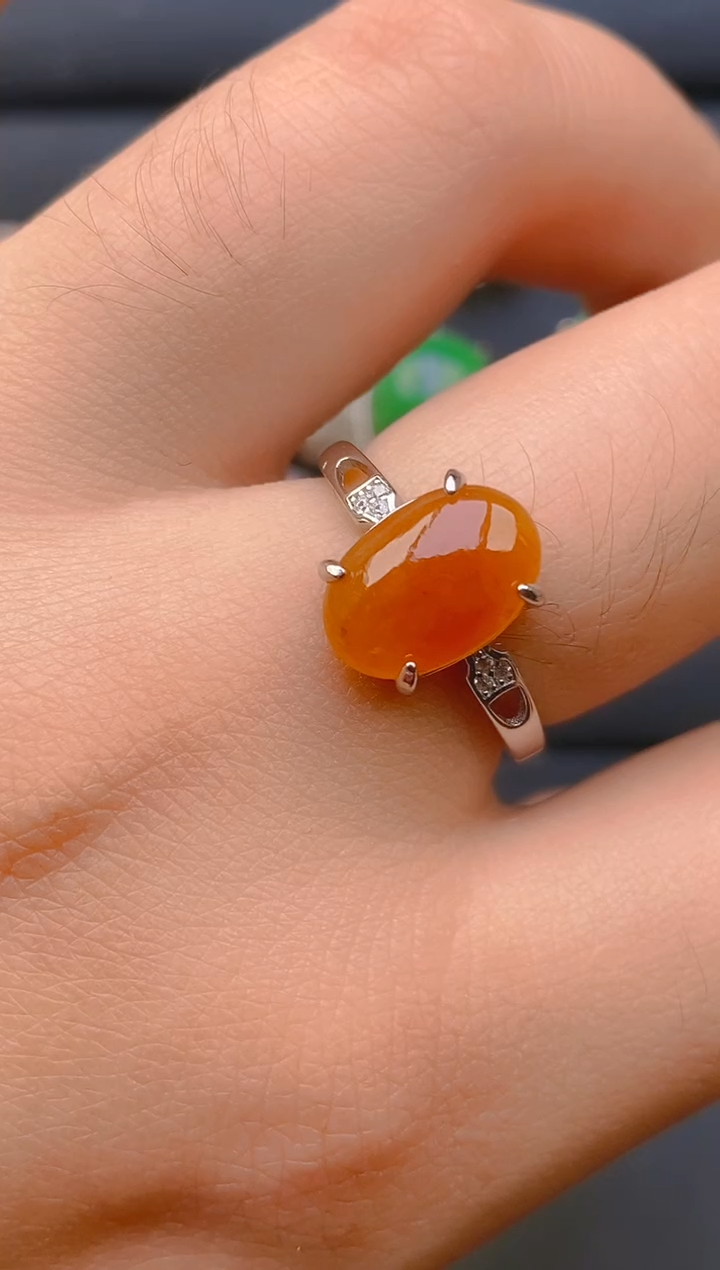 【闪购商品】翡翠戒指银S925镶嵌天然A货翡翠1