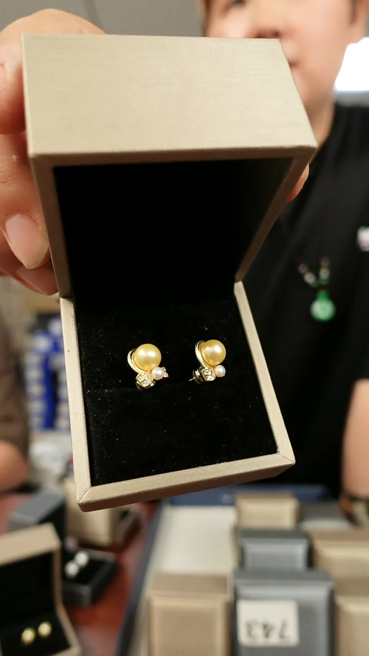 银S925镶嵌耳饰淡水珍珠耳钉