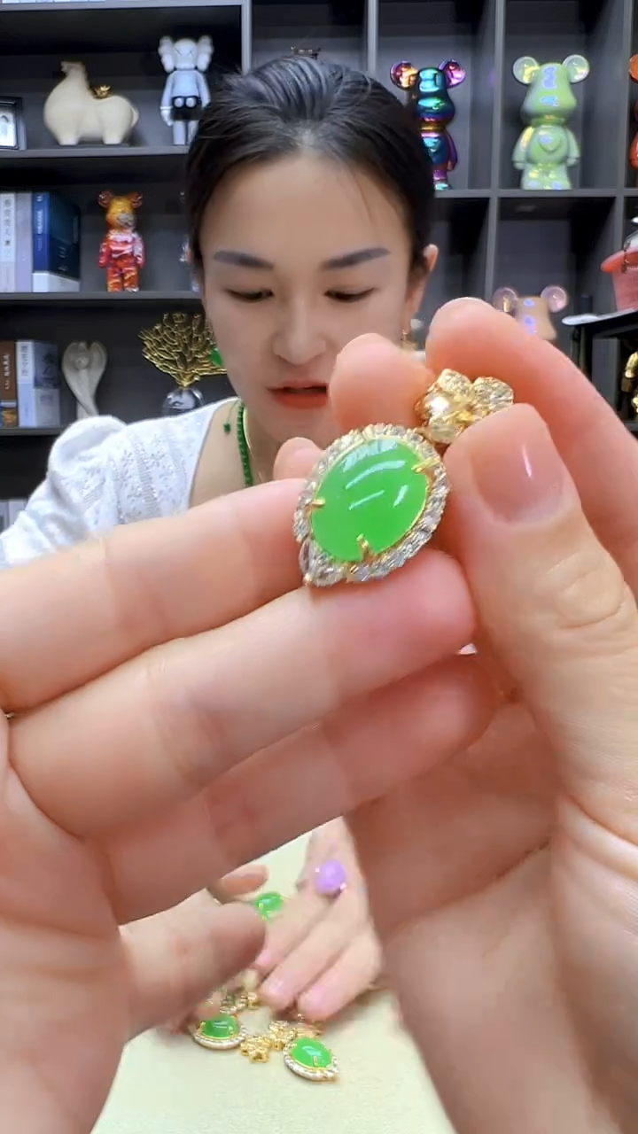 翡翠14K金镶嵌颈饰丹丹diy劲饰