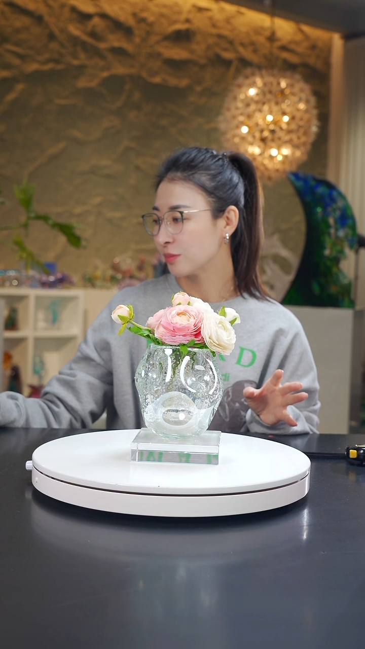 手工艺品琉璃远***亮净色设计款花器