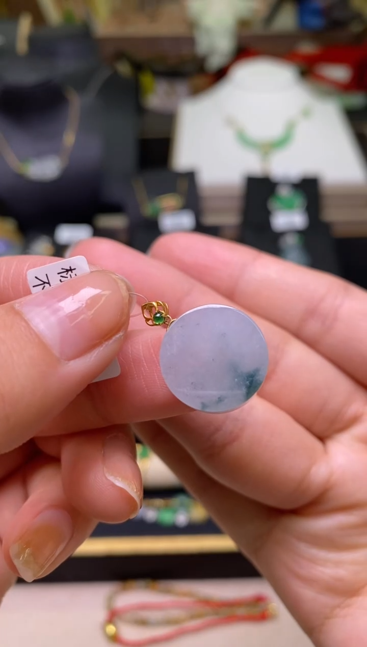 【闪购商品】翡翠颈饰18K金镶嵌净货19799