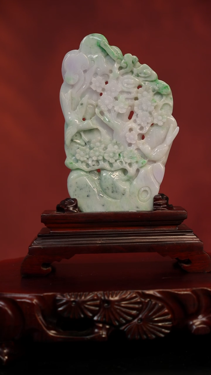 未镶嵌摆件翡翠春彩飘花