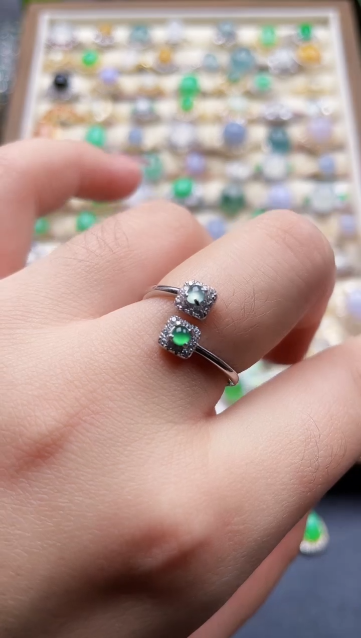 银S925镶嵌戒指翡翠10