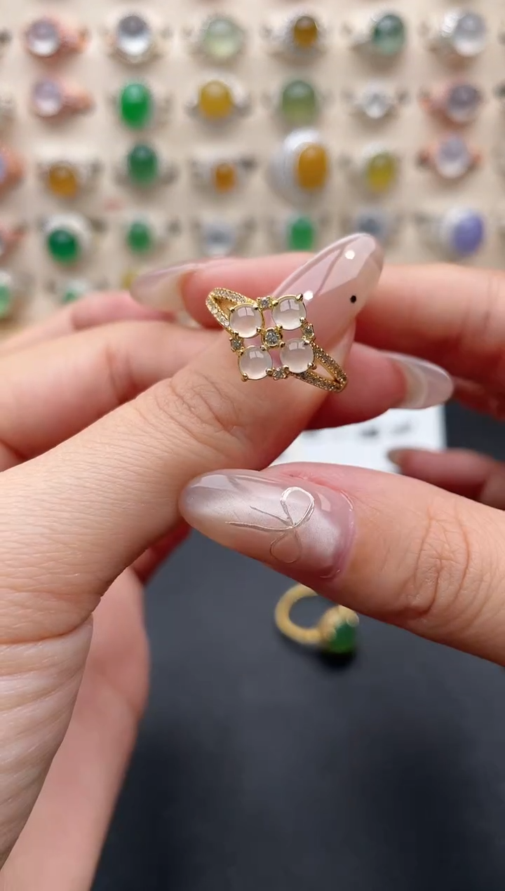 【闪购商品】翡翠戒指银S925镶嵌一物一证一礼盒