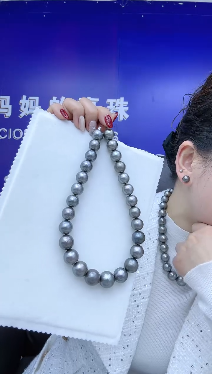 【闪购商品】海水珍珠项链未镶嵌wd43铂金灰14-17mm多样性发一