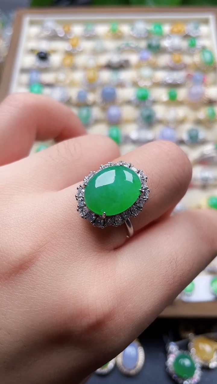 银S925镶嵌戒指翡翠147