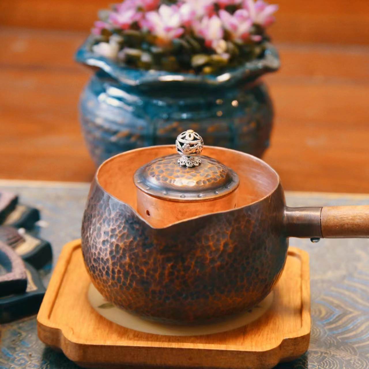 500ML纯手工制作茶芯壶带盖家用创意复古锤纹