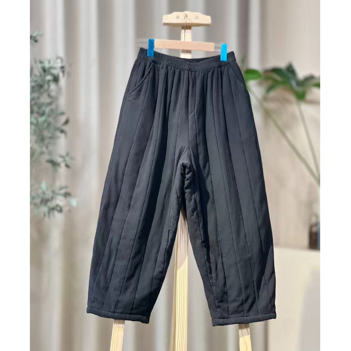 麻料简约复古棉裤10193