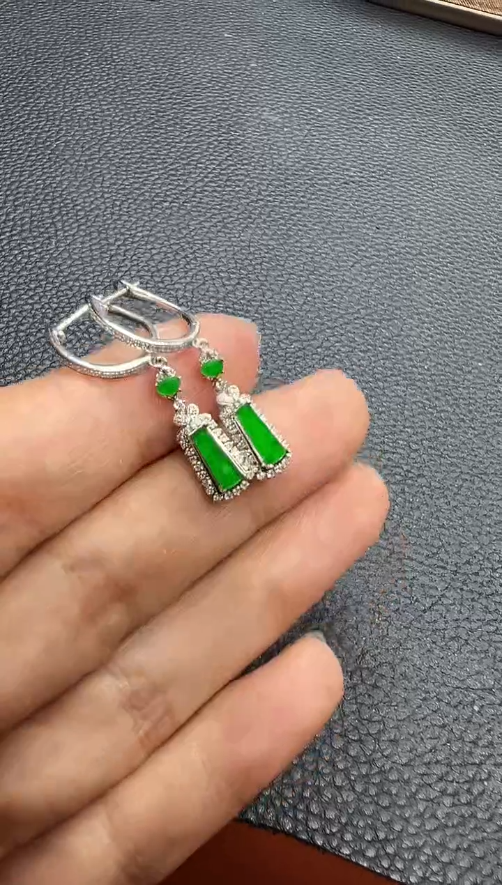 【闪购商品】翡翠耳坠18K金镶嵌耳饰勿拍