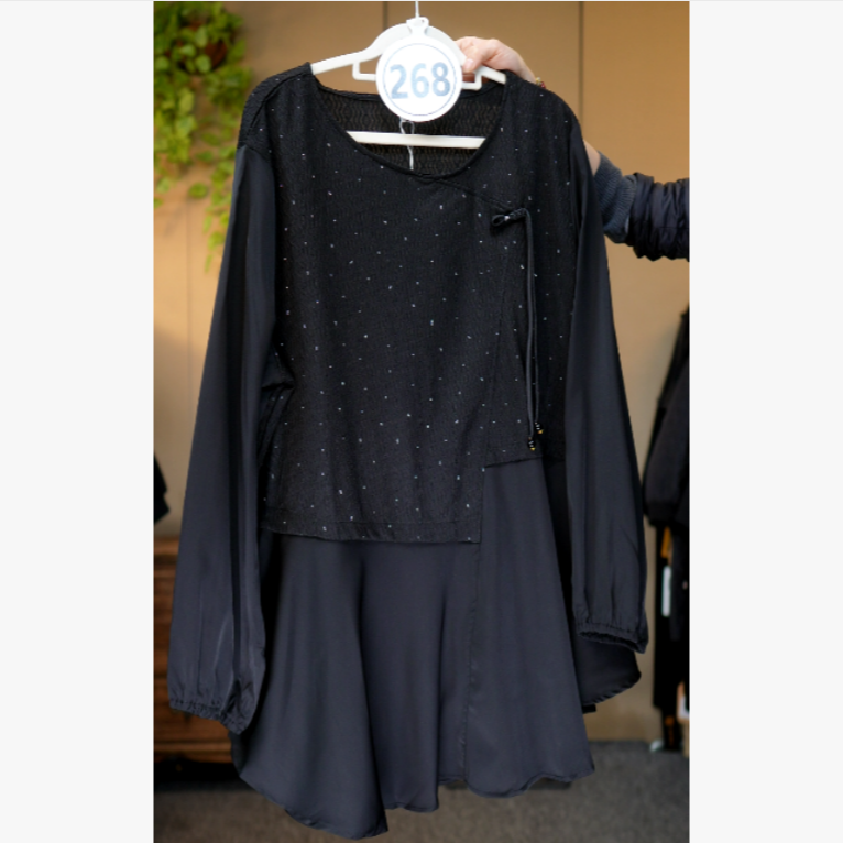 268-新中式满天星假两件衬衫上衣
