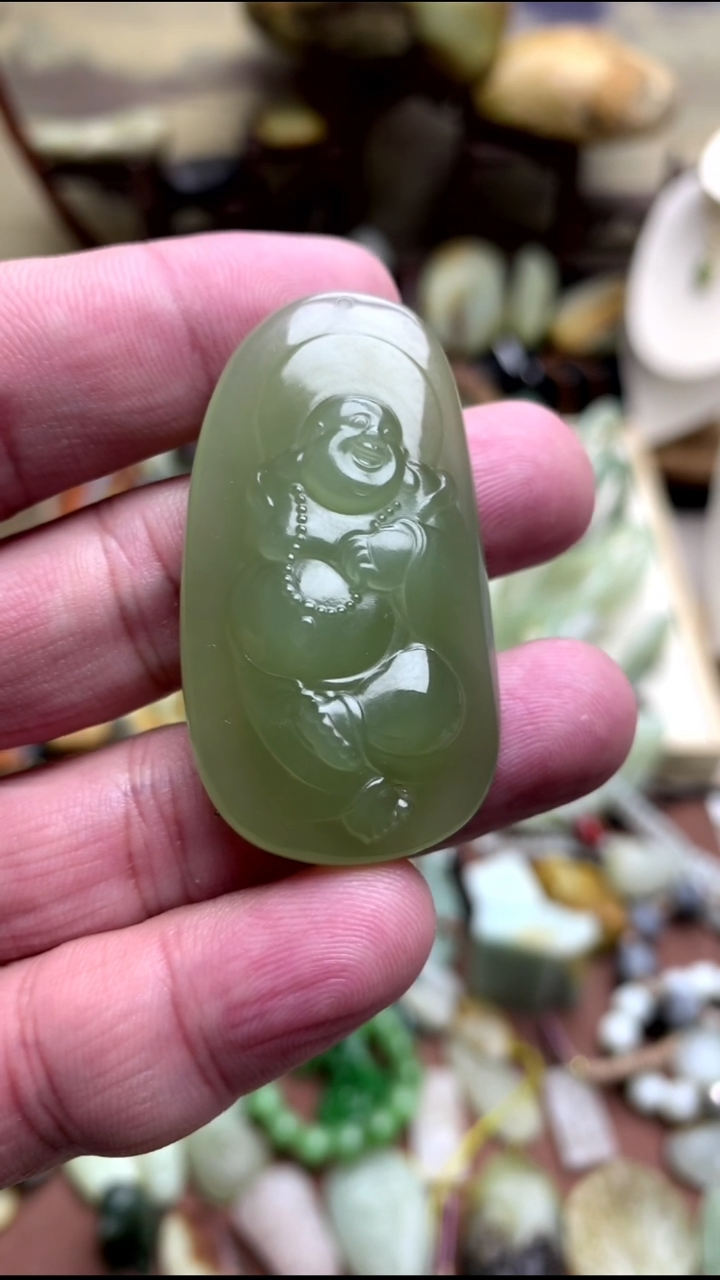 【闪购商品】和田玉颈饰未镶嵌湖水绿 玻璃底 佛公