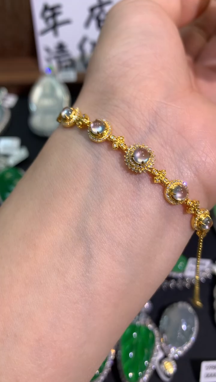 【闪购商品】翡翠吊坠(不含链)18K金镶嵌手链