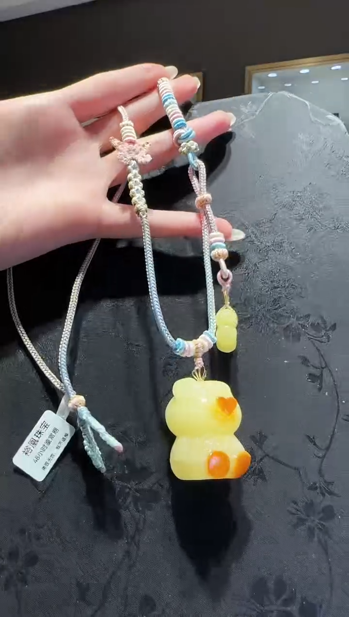 【闪购商品】琥珀项链未镶嵌蜜蜡小熊项链编绳款