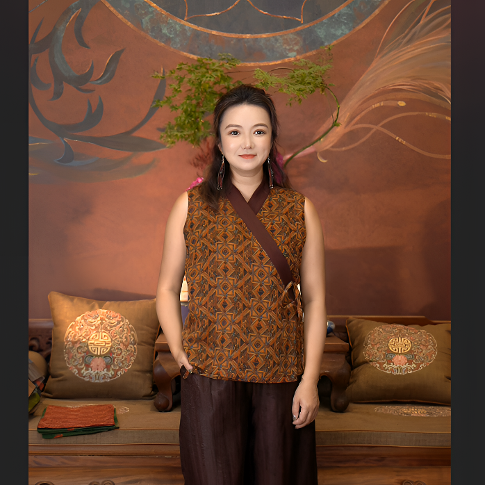 爱上莲心香云纱四经绞罗天地玄黄交领马甲 百搭新中式老钱风