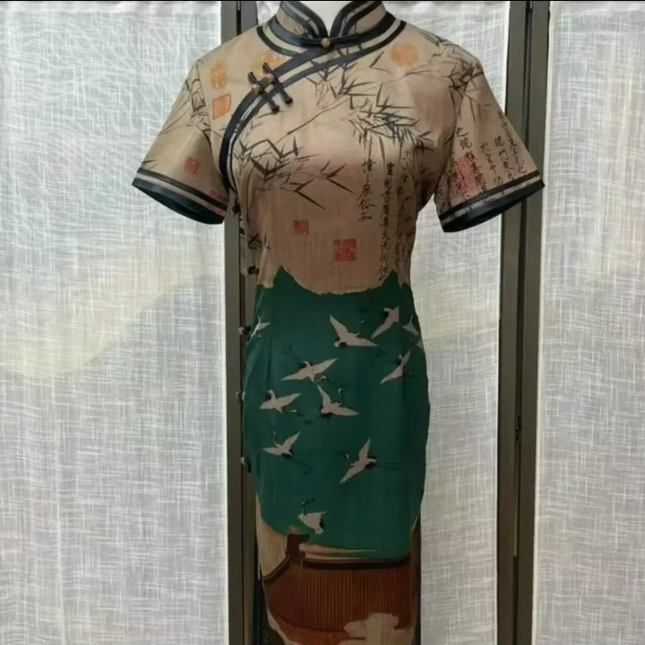 【 诗赋】新款中国风修身复古优雅大方长款旗袍