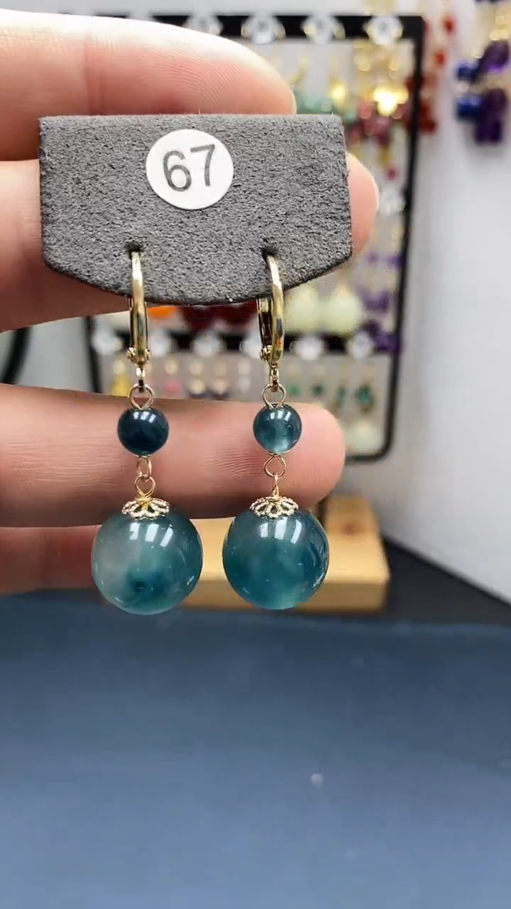 【闪购商品】翡翠耳饰银S925镀金镶嵌尺寸14mm耳扣99