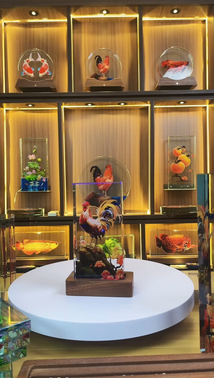 有机玻璃?***️细微暇尺寸20*10*4鸿运公鸡+底座