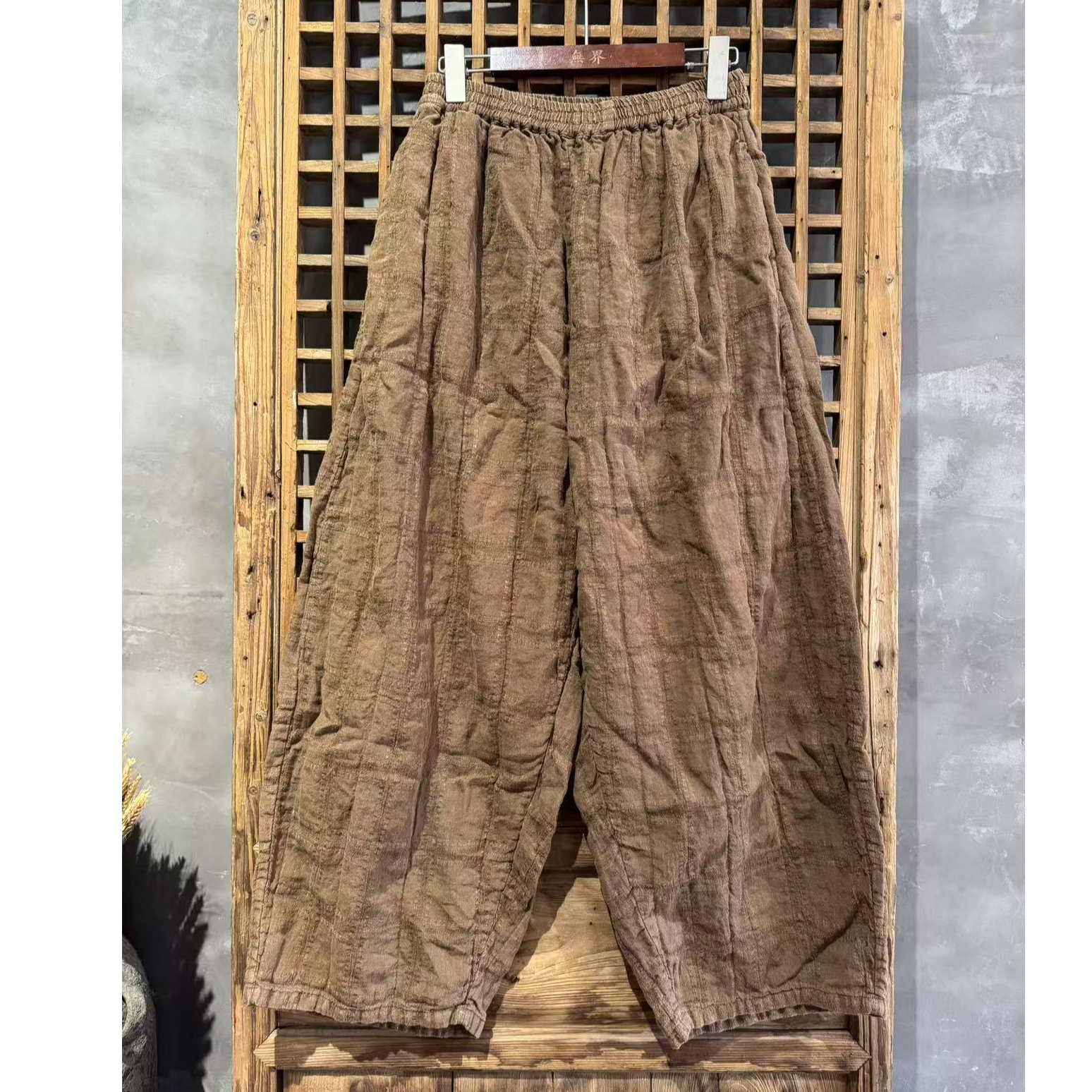 还朴堂原创亚麻全松紧腰宽松休闲裤子38511