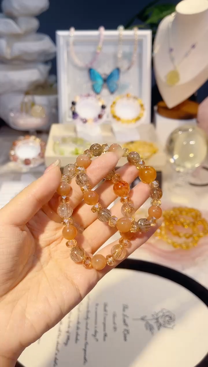 未镶嵌手串水晶月***人胶花黑金超七