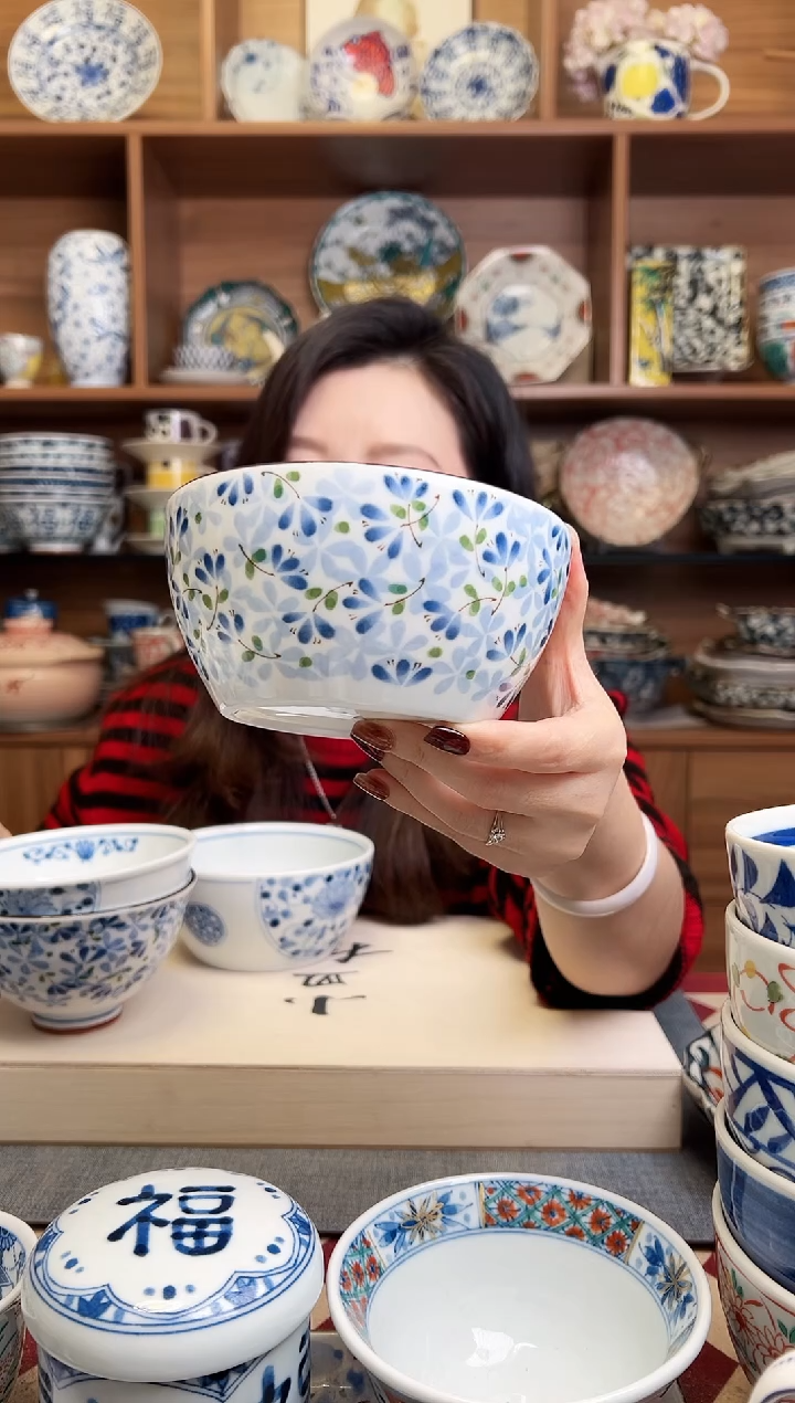 光峰小蓝芽13cm平底汤碗中