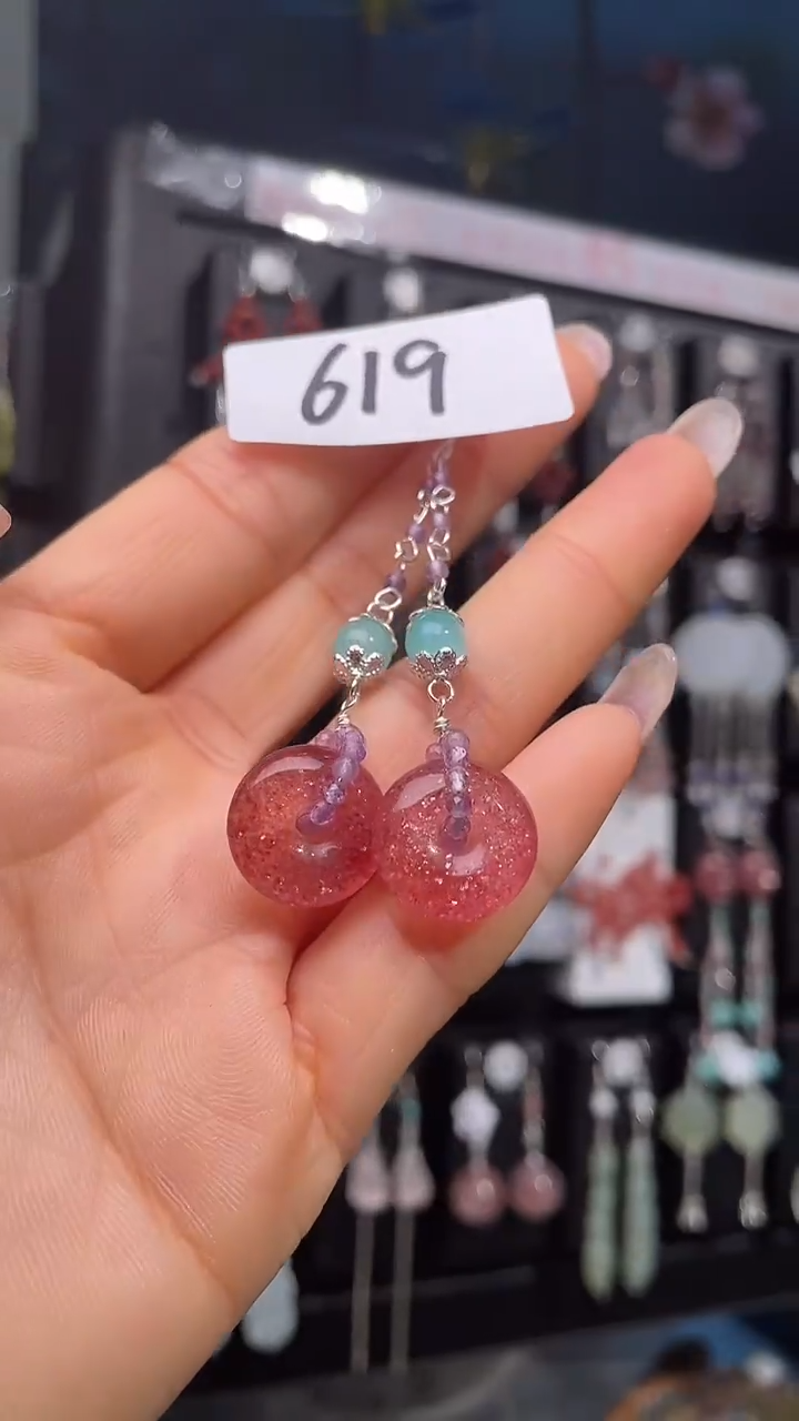 银S925镶嵌耳饰紫晶喜欢拍微瑕