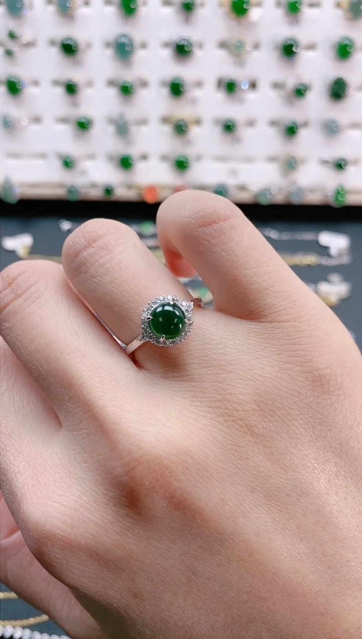 【闪购商品】翡翠戒指银S925镶嵌天然翡翠