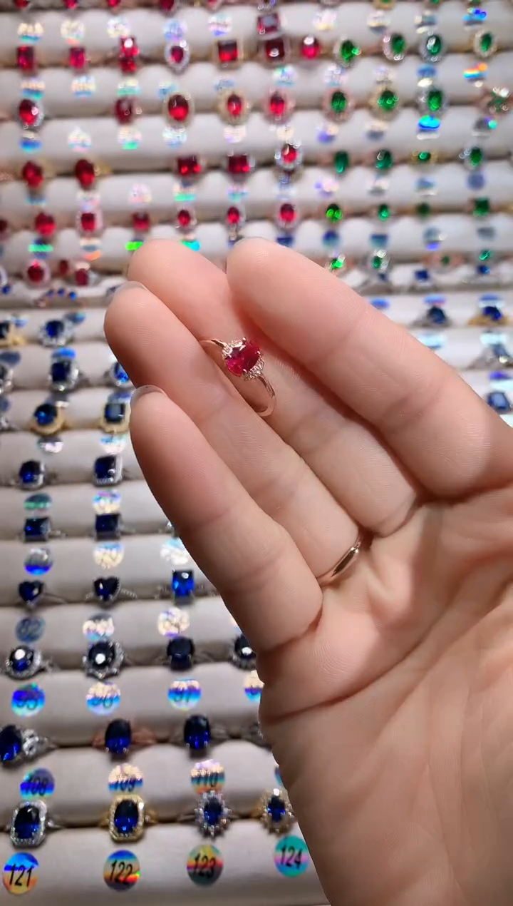 【闪购商品】红宝石戒指银S925镶嵌玫瑰金5.7