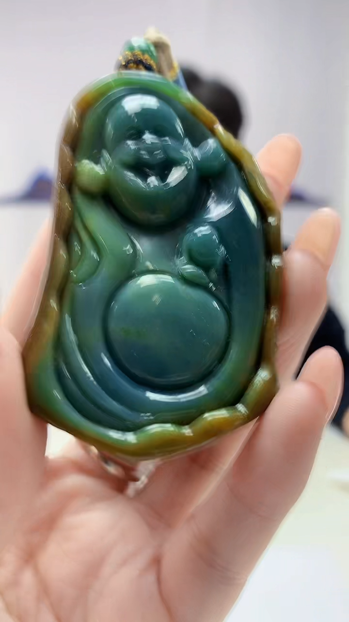 【闪购商品】定制翡翠未镶嵌4917DD-毛货挂件佛27