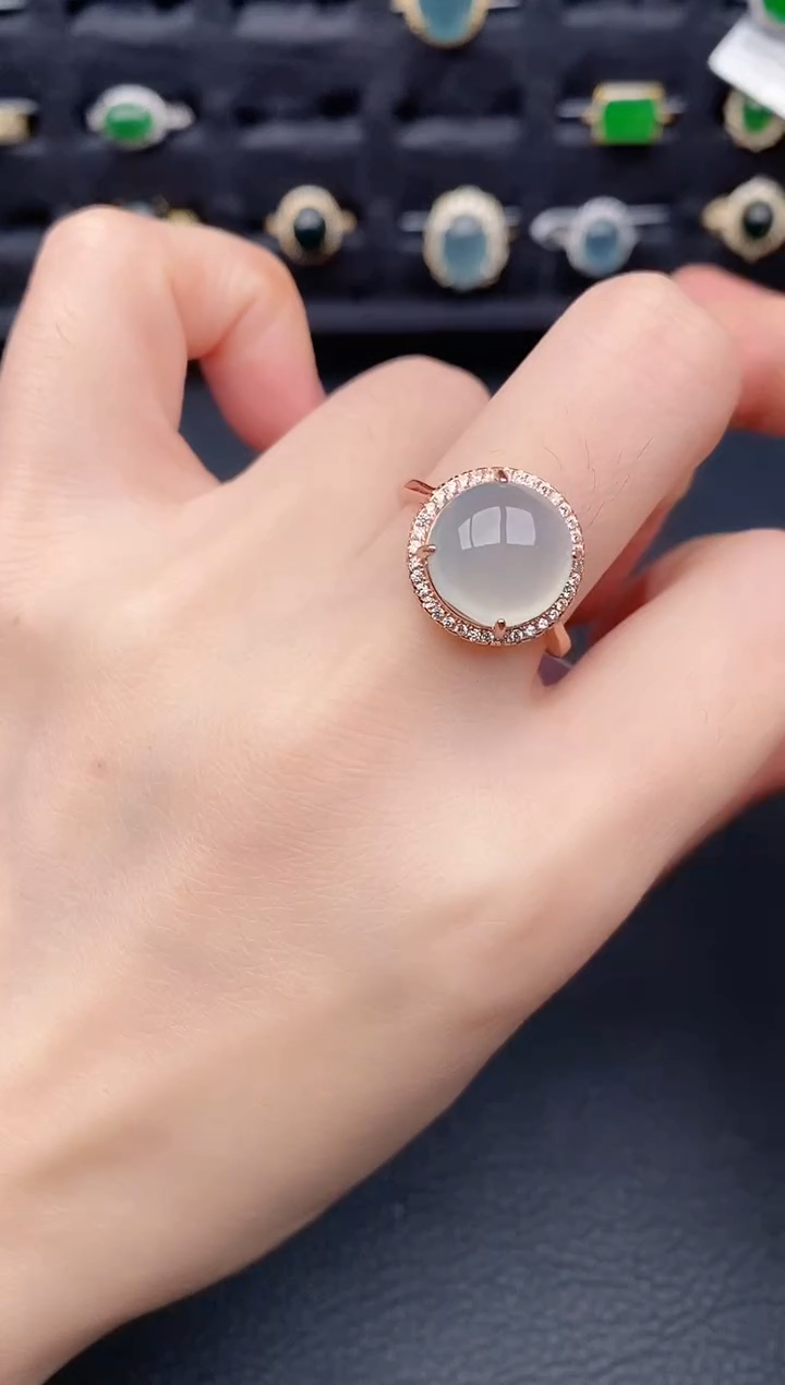 银S925镶嵌戒指翡翠天然a货翡翠454