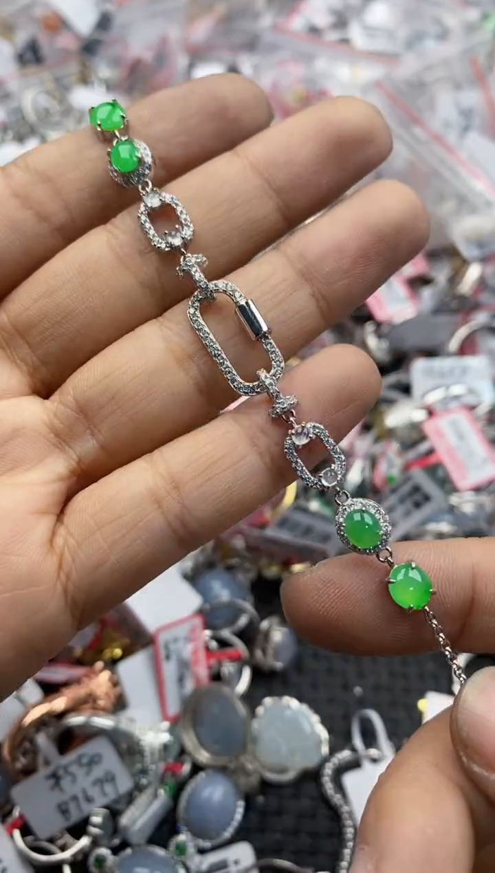 银S925镶嵌戒指翡翠151515-----7