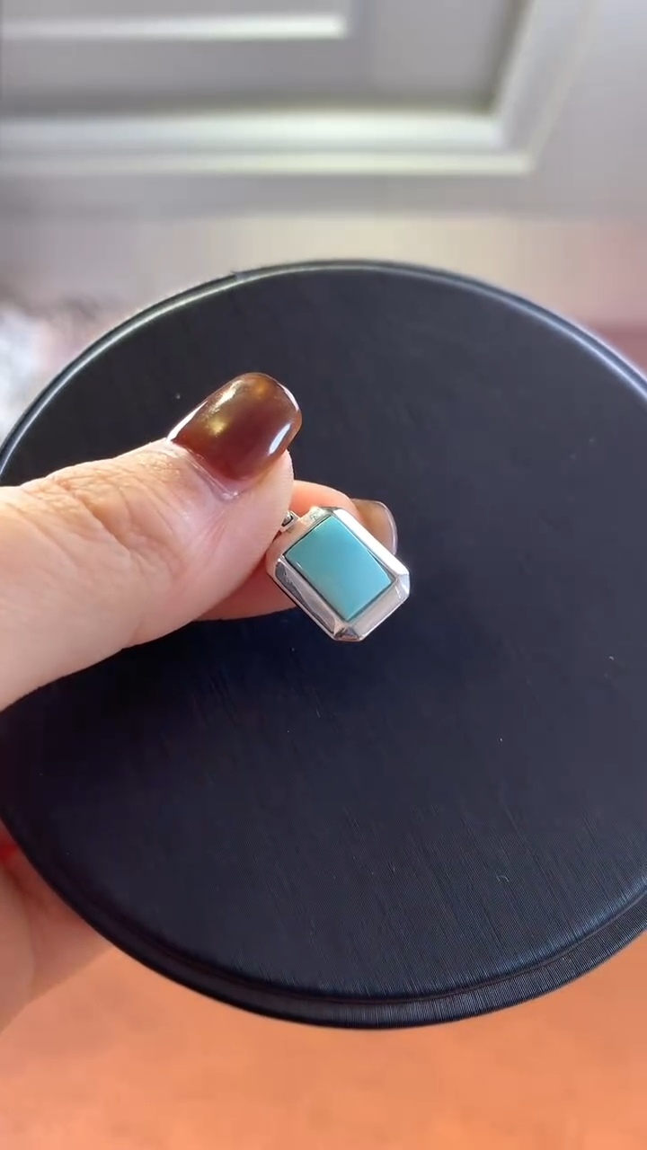 银S925镶嵌绿松石挂件绿松吊坠