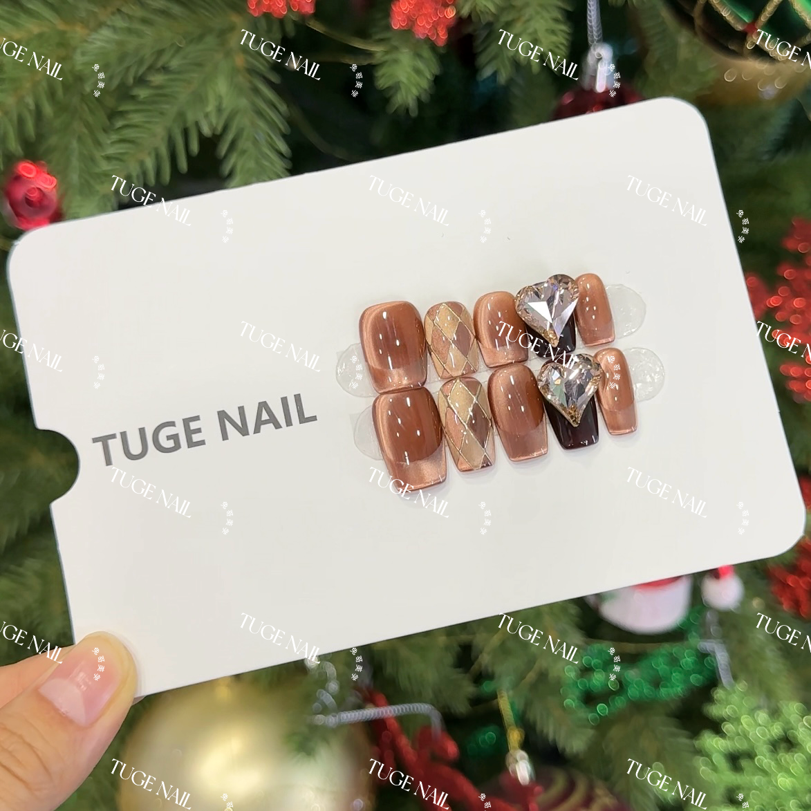 TugeNail“热可可”【施家全华】爆闪猫眼美甲复古设计穿戴甲甄甄专属