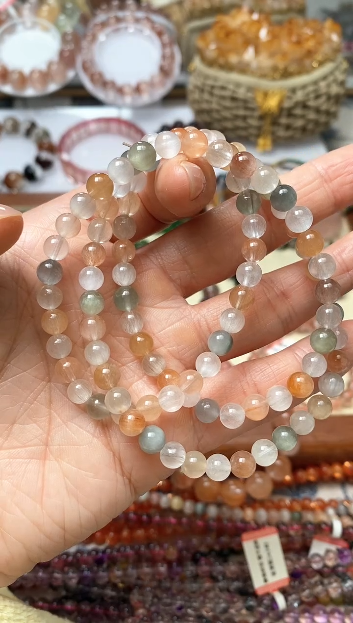 未镶嵌手链水晶彩兔毛