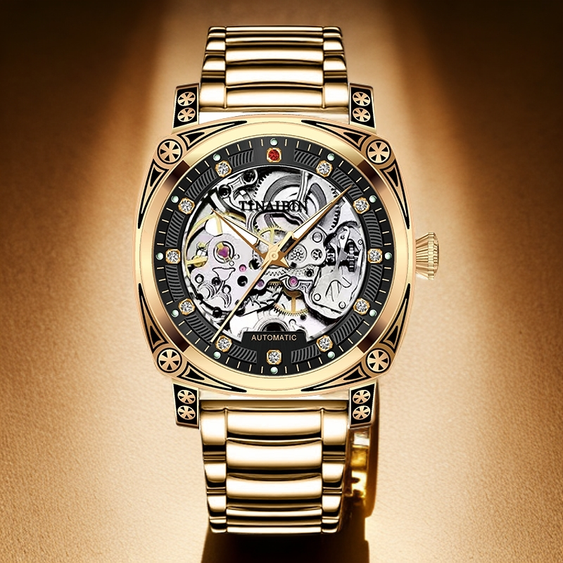 【庐米诺系列】国风雕花/TINAIBIN/时尚镂空自动机械腕表zz