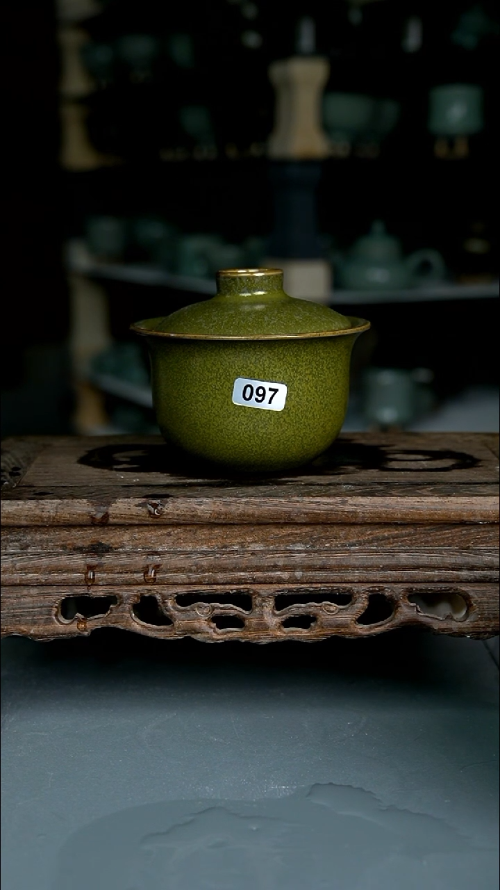 【闪购商品】杯097号茶叶末洒金鸡缸盖碗一级