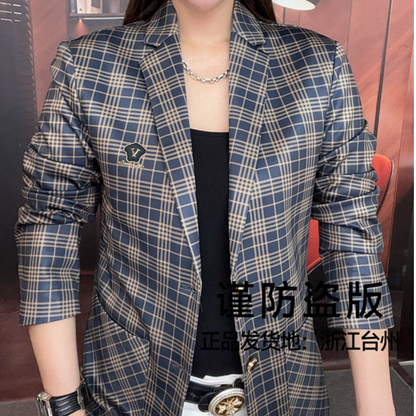 【慕克男装】新款秋季不褪色修身西服上装格纹时尚百搭长袖西服