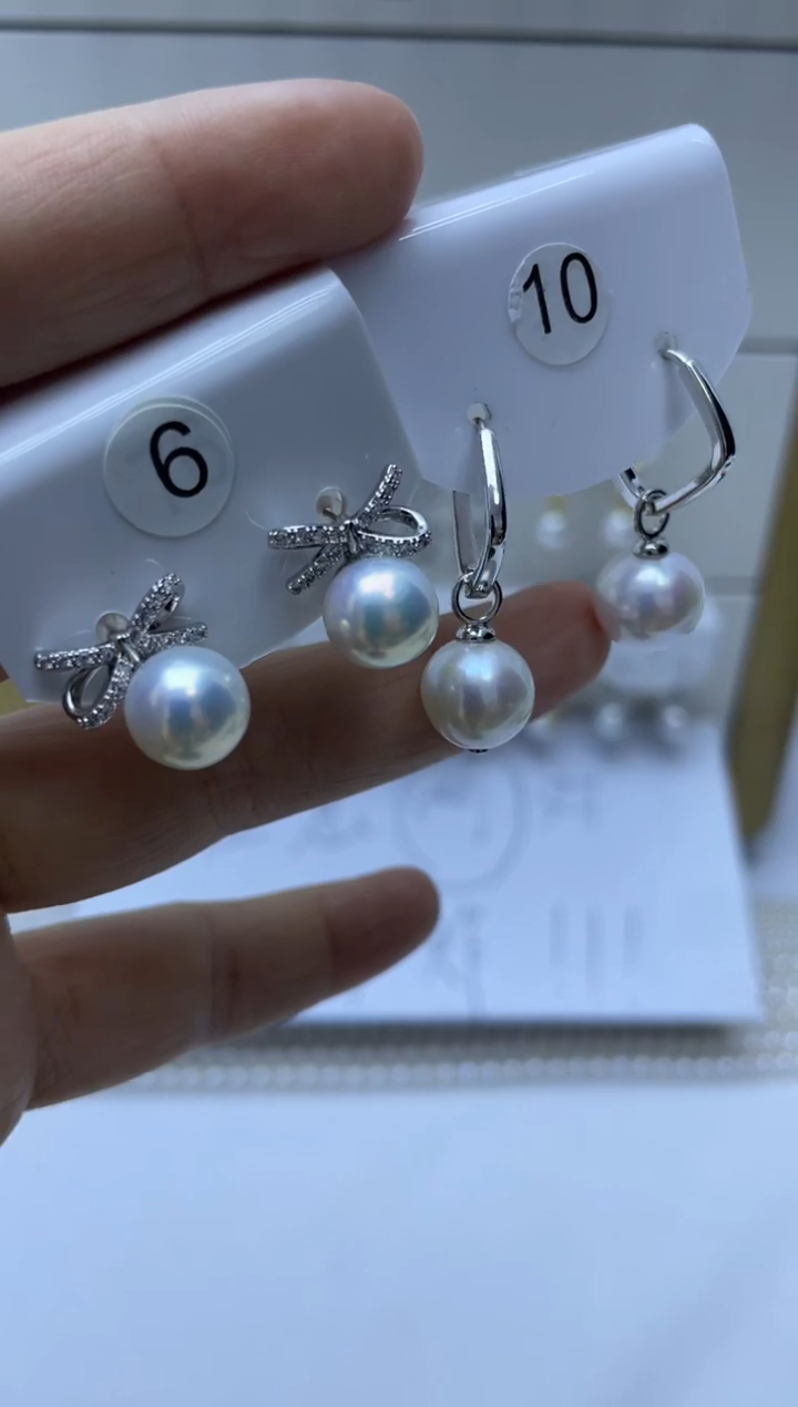 未镶嵌耳饰淡水珍珠6+10