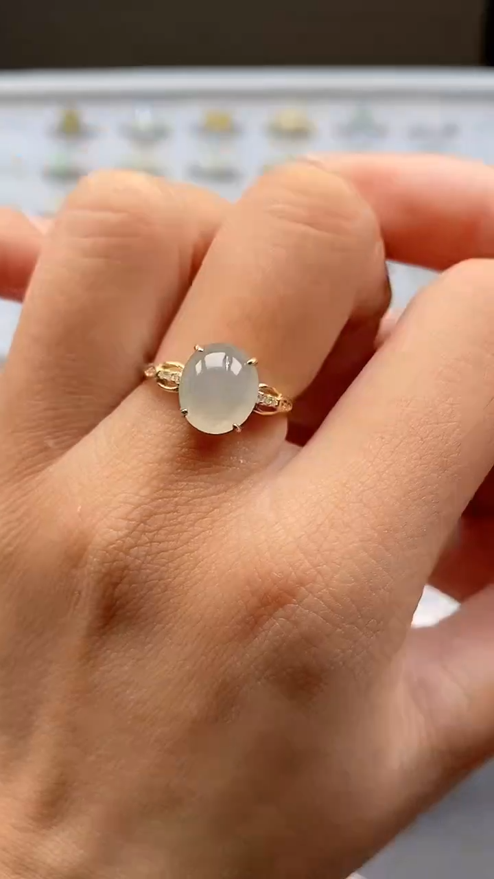 银S925镶嵌戒指翡翠戒指70