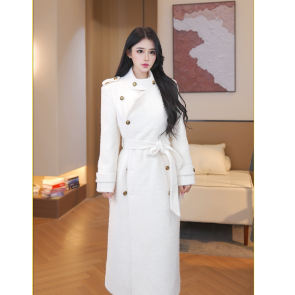 【英伦故事】高级轻奢秋冬90白鸭绒气质长款大衣女冬羽绒服