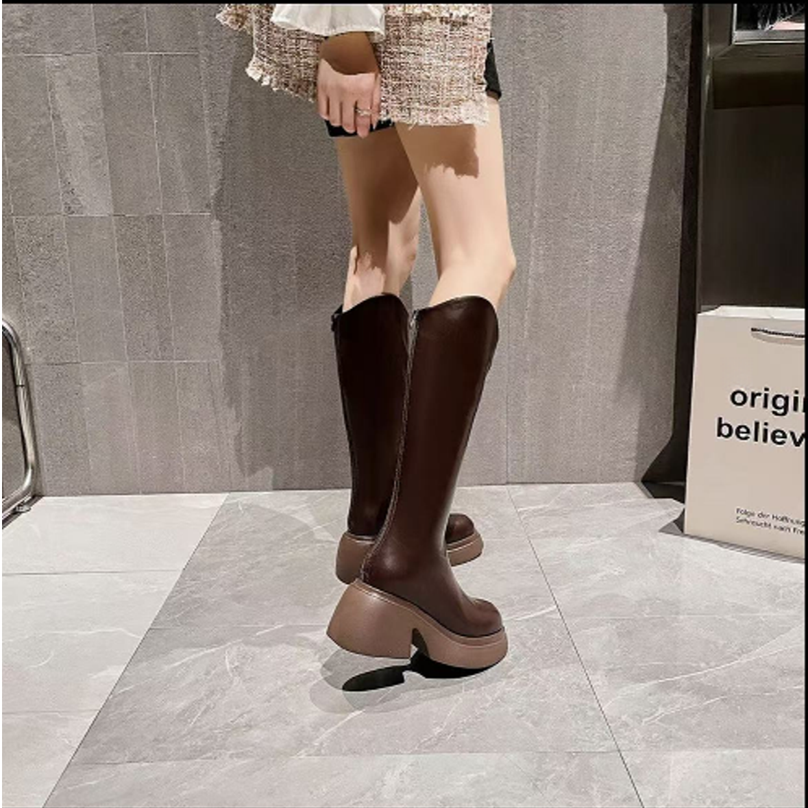 7815-85    时装靴女鞋厚底高筒靴ol女靴时尚秋冬