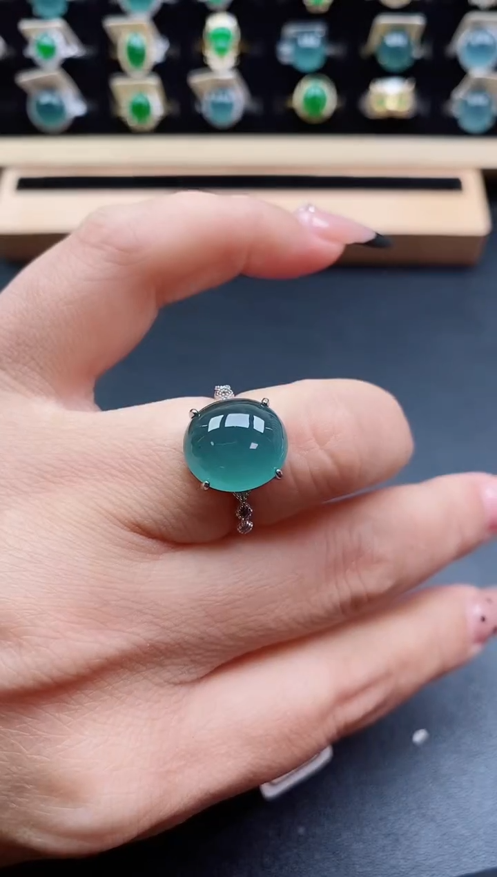 银S925镶嵌戒指翡翠1