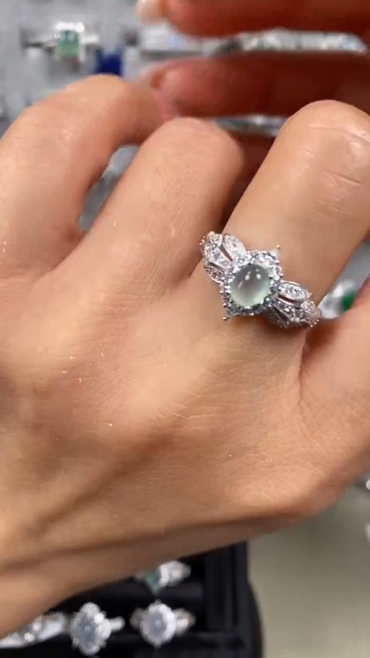 【闪购商品】翡翠戒指银S925镶嵌8386