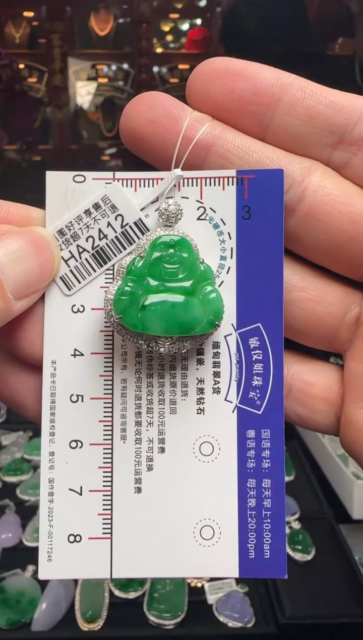 【闪购商品】翡翠颈饰18K金镶嵌HA2412 绿佛公