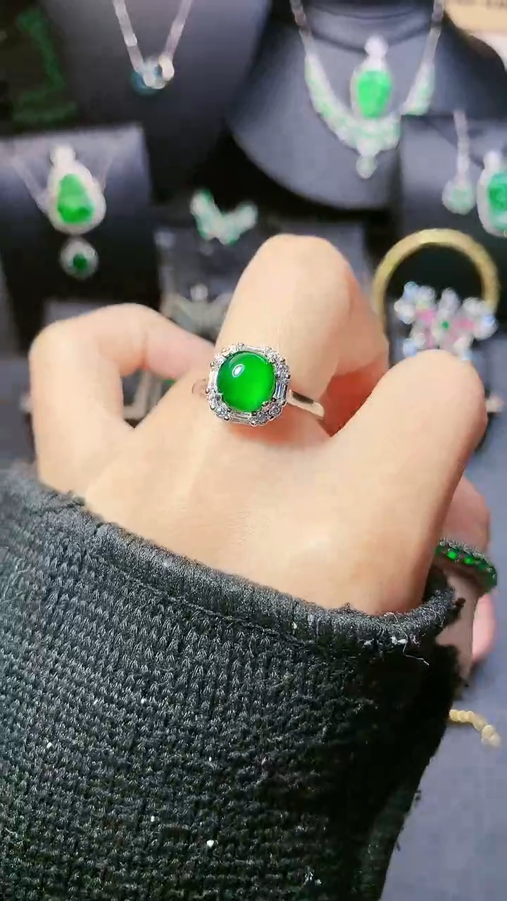 【闪购商品】翡翠戒指银S925镶嵌戒指