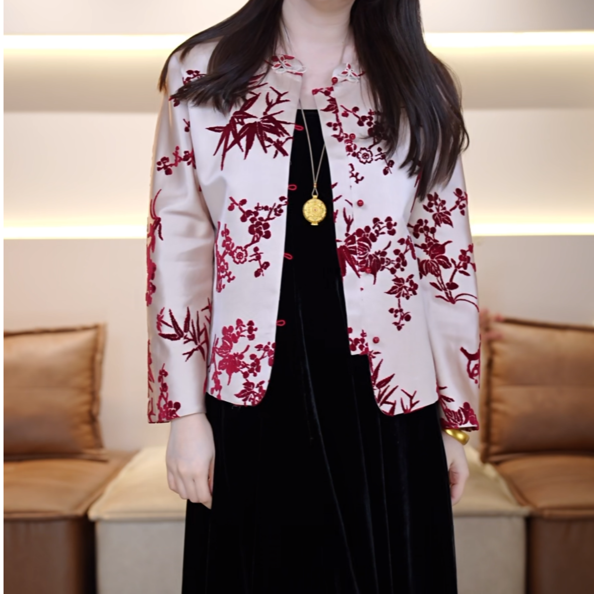 墨染之道 岁寒三友 国风漳缎外套FX0745