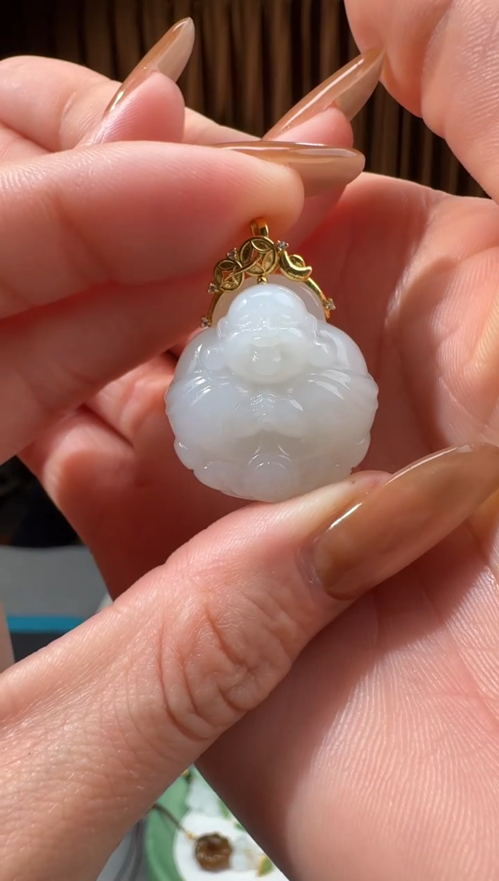 颈饰18K金镶嵌和田玉30小仙女12.22多样性拍一发一