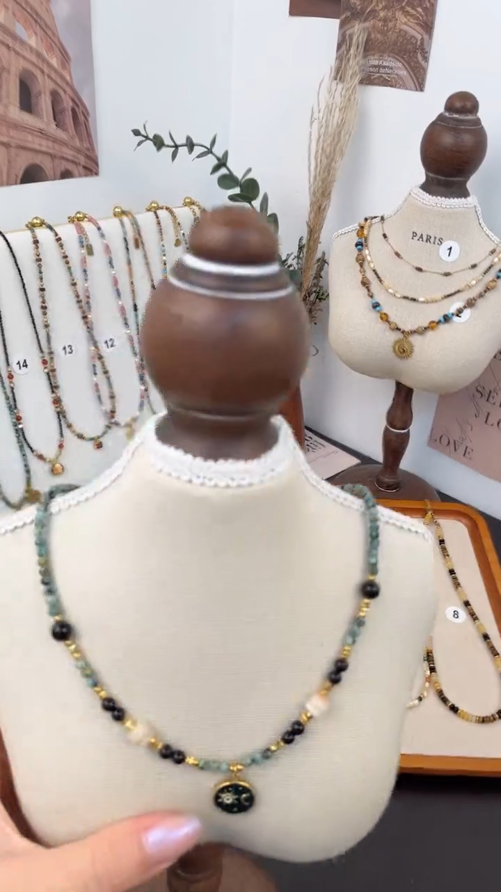 项链钛钢石英质玉1号