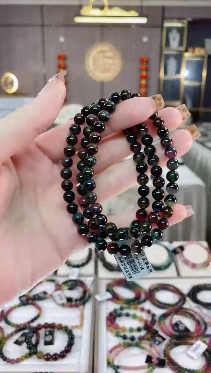 西瓜三圈手串6mm+未镶嵌碧玺一物一证dan